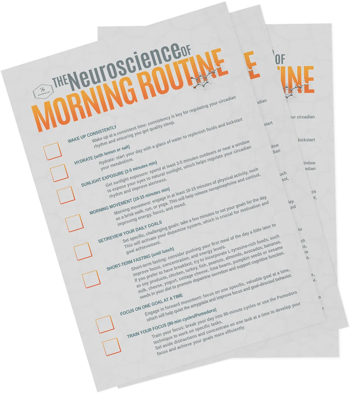 The Neuroscience of Morning Routine printable checklist